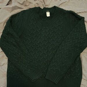 J. Crew cabled sweater sz XL dark green